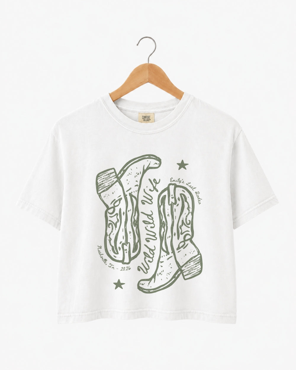 Wild Wild Wife Cowgirl Boots Crop Top White