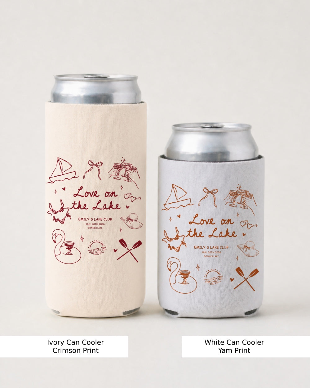 Love on the Lake Can Cooler White