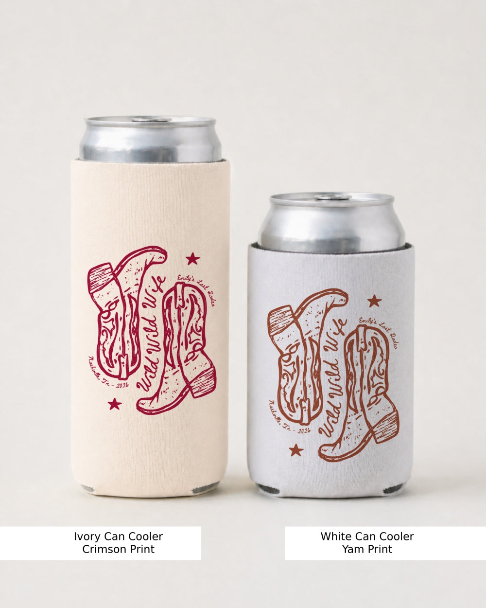 Wild Wild Wife Cowgirl Boots Can Cooler White