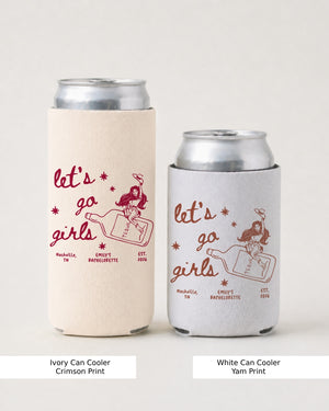 Let's Go Girls Cowgirl Bottle Can Cooler White