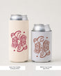 Settlin' Down & Saddlin' Up Cowgirl Boots Can Cooler White