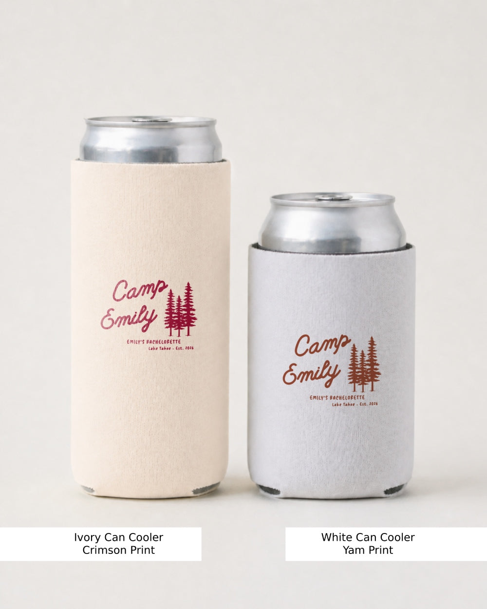 Camp Name Can Cooler White