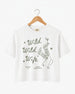 Cowgirl bride crop top with custom Wild Wild Wife graphic for country wedding celebrations