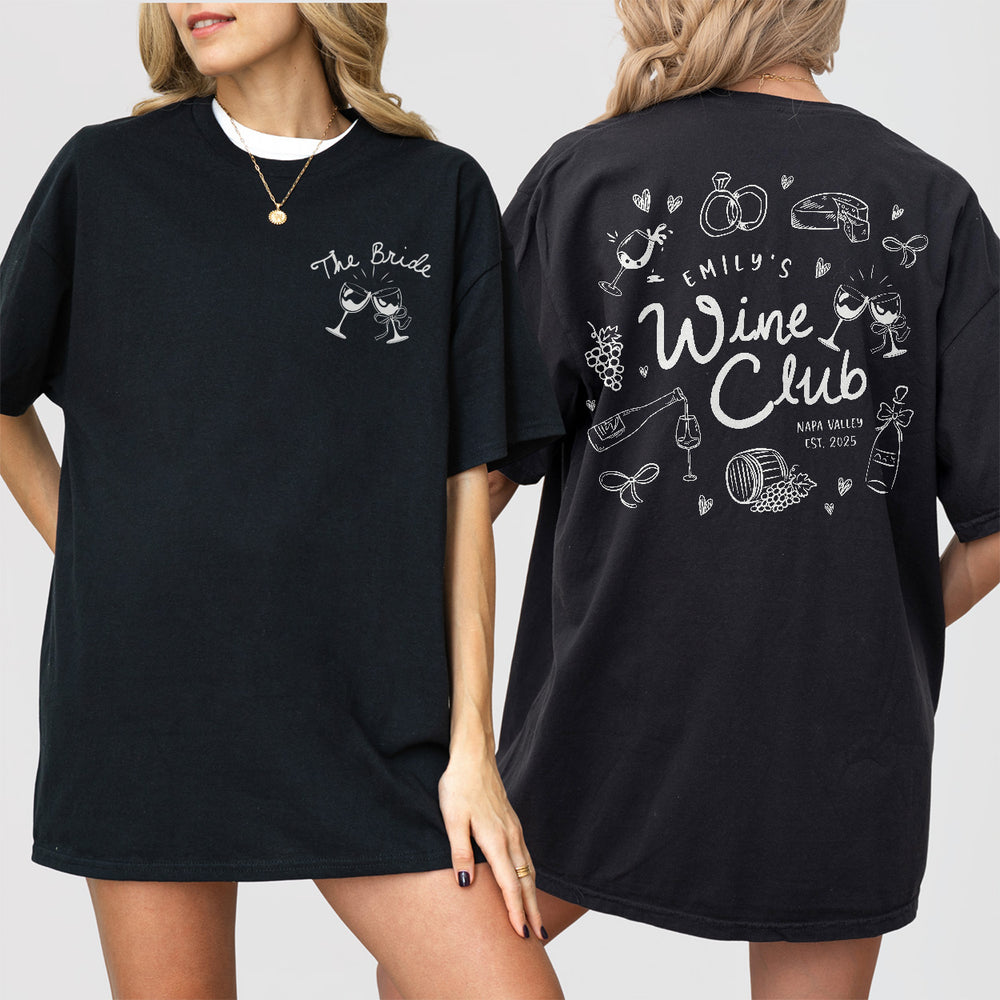 Wine Bachelorette Shirt Comfort Colors Custom Winery Bachelorette Party Tshirt Personalized Wine Bach Club Matching Outfits Napa Valley Tee - Black Product Image