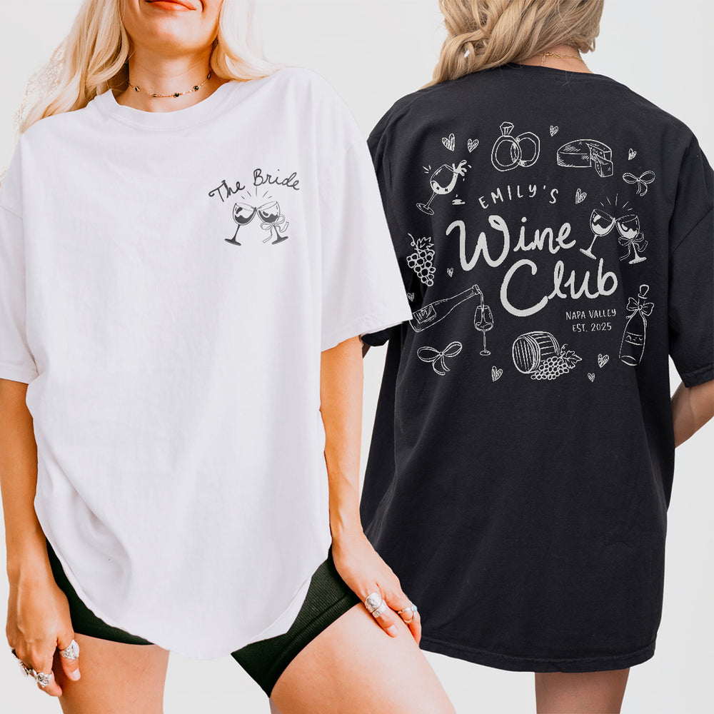 Wine Bachelorette Shirt Comfort Colors Custom Winery Bachelorette Party Tshirt Personalized Wine Bach Club Matching Outfits Napa Valley Tee - matching Image