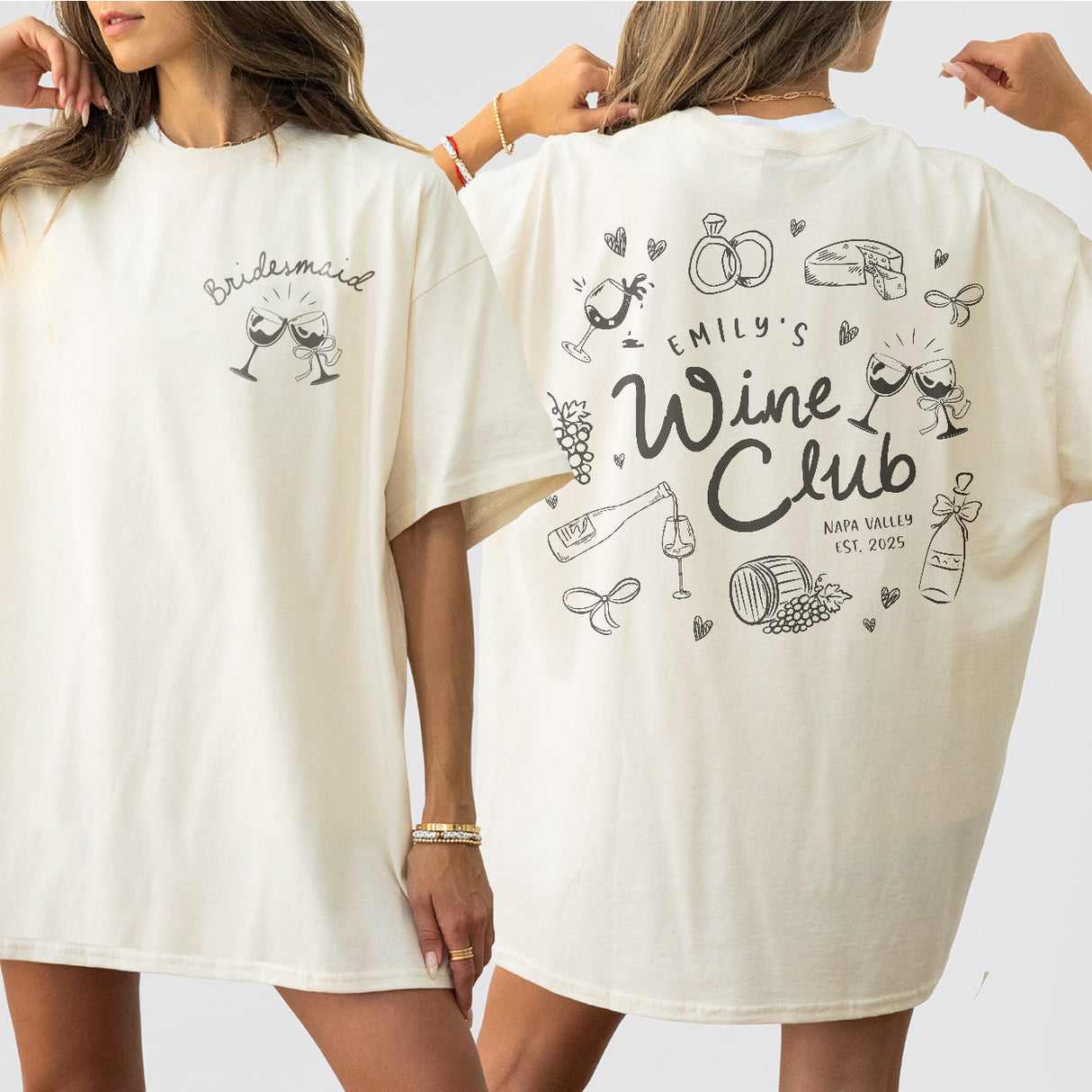 Wine Bachelorette Shirt Comfort Colors Custom Winery Bachelorette Party Tshirt Personalized Wine Bach Club Matching Outfits Napa Valley Tee - Ivory Product Image