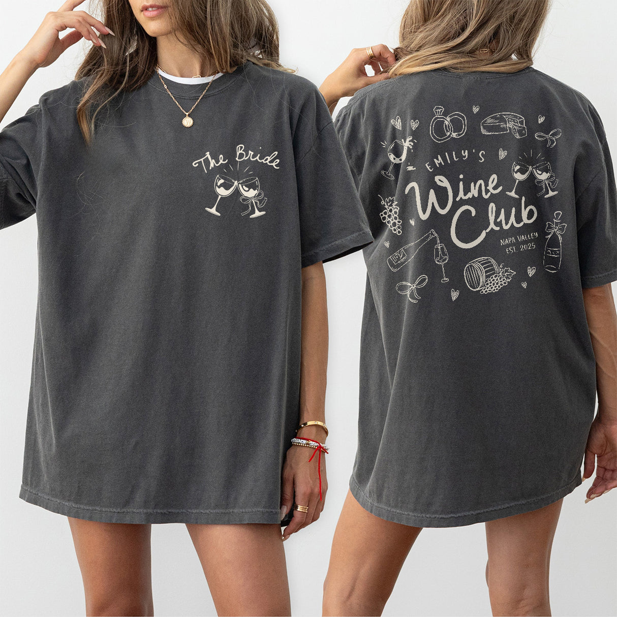 Wine Bachelorette Shirt Comfort Colors Custom Winery Bachelorette Party Tshirt Personalized Wine Bach Club Matching Outfits Napa Valley Tee - Pepper Product Image