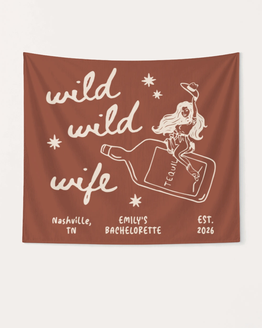 Wild Wild Wife party banner for country bride weekends, Nashville trips, and bachelorette decor