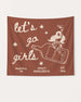 Cowgirl-themed bachelorette bottle banner with vintage line-art illustration and hand-drawn script. Personalized with bride name, city, and year for the Nashville bachelorette crew.