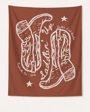 Settlin' Down & Saddlin' Up Cowgirl Boots Banner Yam