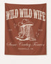 Bride and bachelorette party banner with vintage western cowgirl design for a Wild Wild Wife Nashville bridal celebration. Customizable with bride name, year, and destination city.