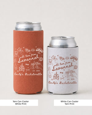 With Love from Savannah Can Cooler Personalized southern bachelorette drink holder with Savannah design for bride party favors