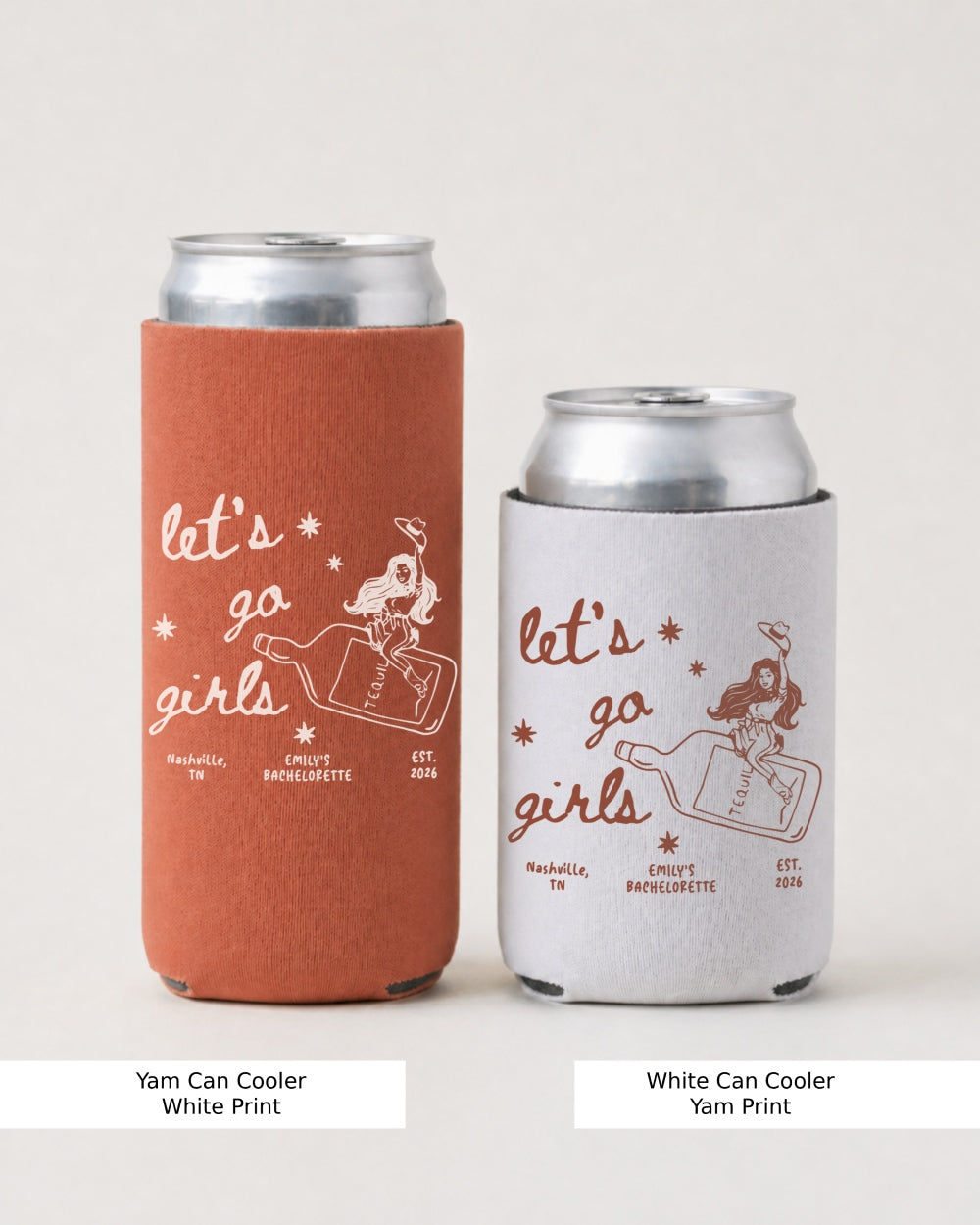 Let's Go Girls Cowgirl Bottle Can Cooler Yam