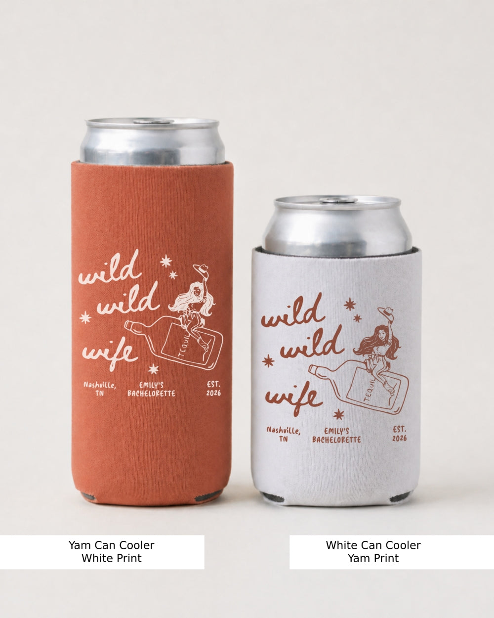Wild Wild Wife party favor can cooler for country bride weekends and bachelorette drinks
