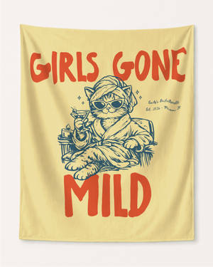 Girls Gone Mild Personalized Bachelorette Party Banner Decor, Spa Cat Bachelorette Tapestry