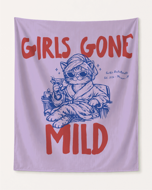 Girls Gone Mild Personalized Bachelorette Party Banner Decor, Spa Cat Bachelorette Tapestry