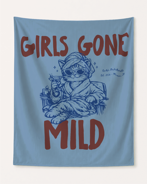 Girls Gone Mild Personalized Bachelorette Party Banner Decor, Spa Cat Bachelorette Tapestry