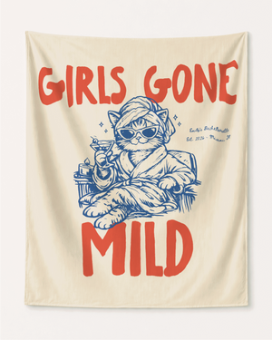 Girls Gone Mild Personalized Bachelorette Party Banner Decor, Spa Cat Bachelorette Tapestry