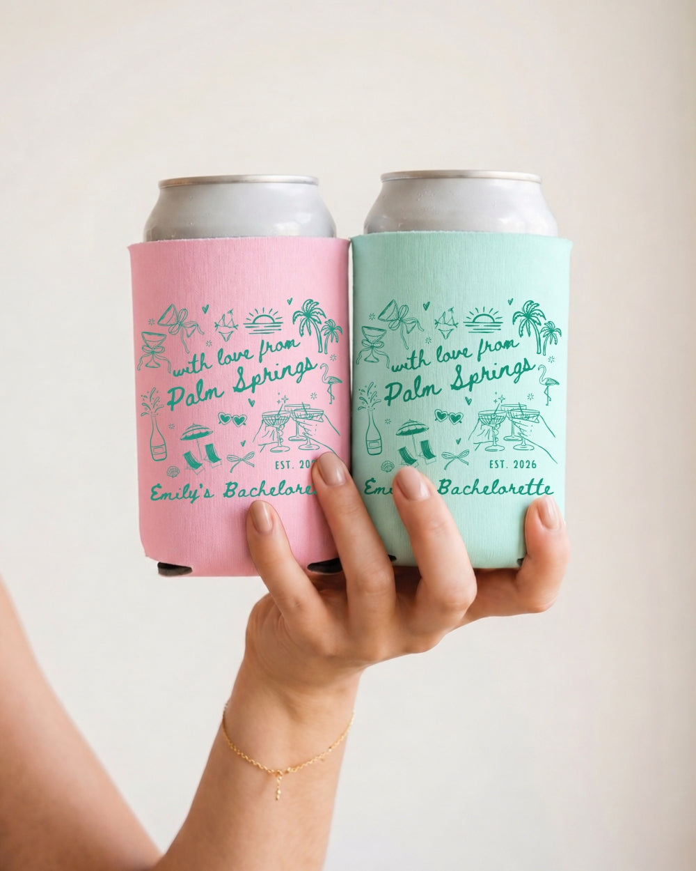 Custom Palm Springs can cooler for desert bachelorette parties and bridal crew drinks