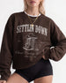 Vintage western illustration bachelorette sweatshirt with serif typography and a saddle-up theme. Personalized with bride name, party date, and destination city for the whole crew.