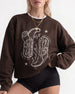 Settlin' Down & Saddlin' Up Cowgirl Boots Sweatshirt Dark Chocolate
