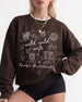 Personalized Wild Wild Wife bachelorette sweatshirt with bride name, year, and destination city. Playful doodle script design for the whole crew, customizable for any weekend getaway.