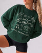 Crew sweatshirt bachelorette style with playful line-art doodles and script lettering. Personalized with bride name, city, and year for the whole bachelorette crew.