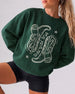 Wild Wild Wife Cowgirl Boots Sweatshirt Forest Green