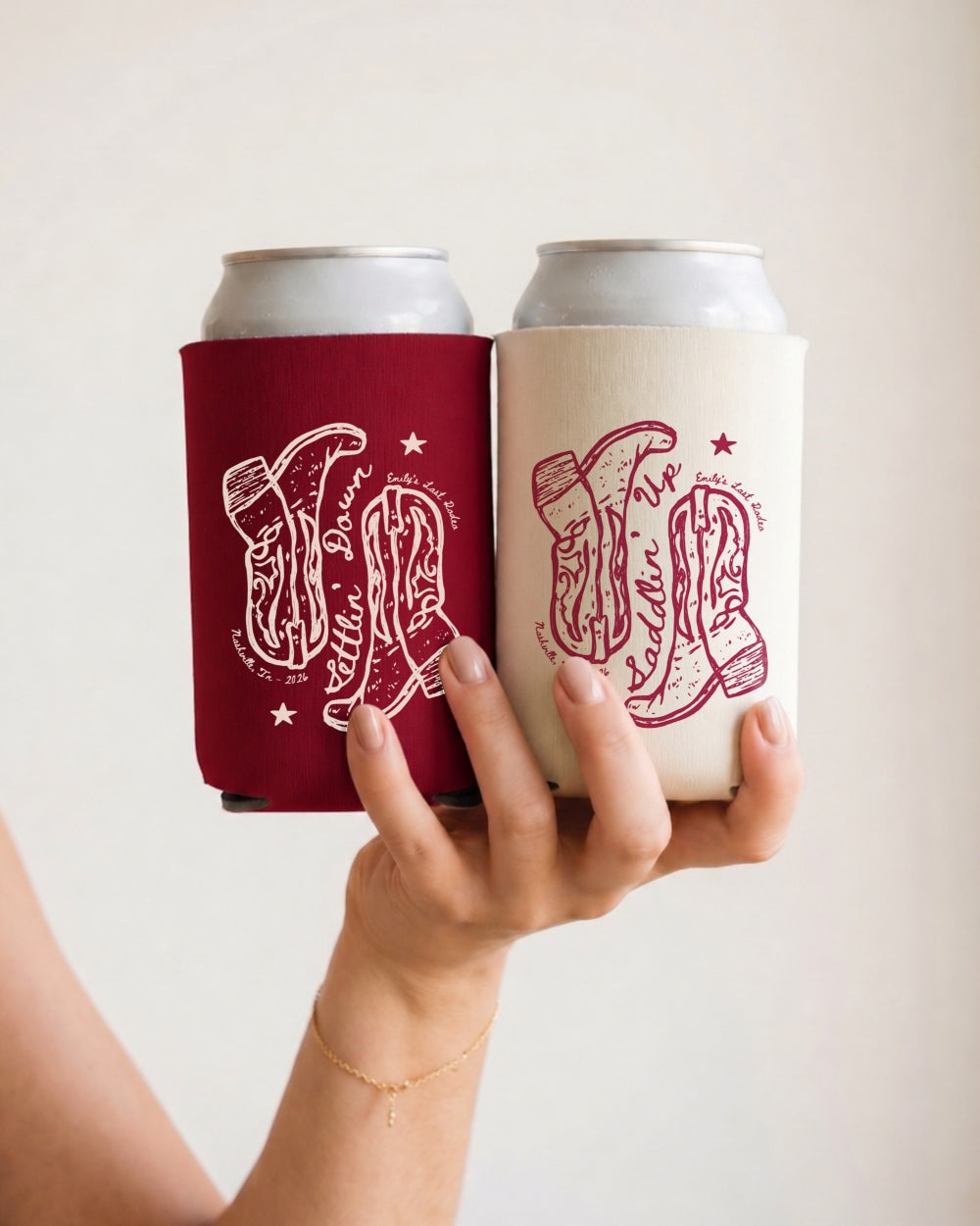 Settlin' Down & Saddlin' Up Cowgirl Boots Can Cooler