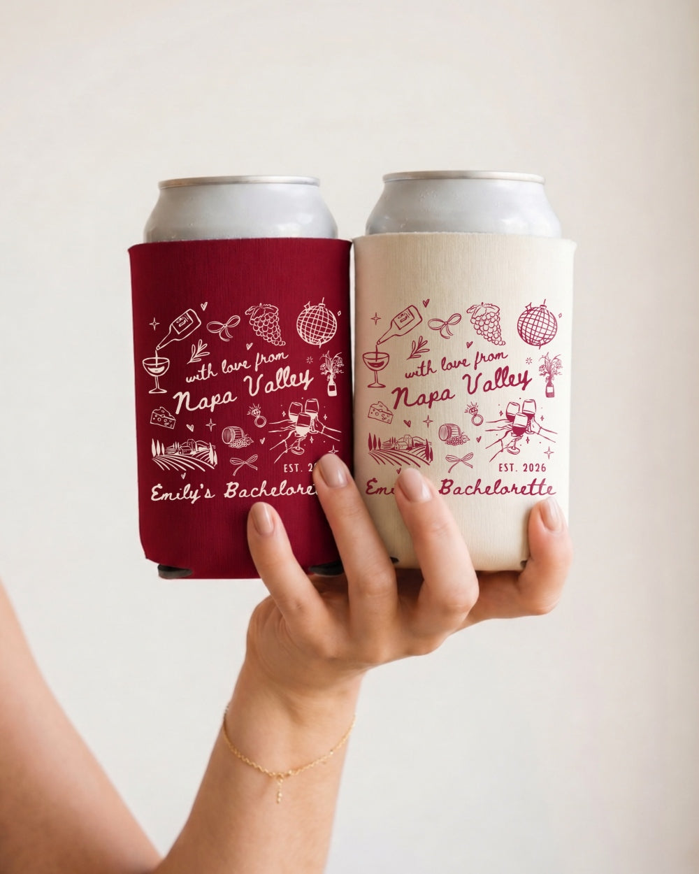 Custom Napa Valley can cooler for wine bachelorette parties and vineyard weekend favors