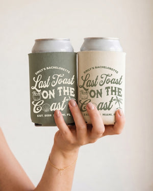 Last toast on the coast - text Can Cooler Moss