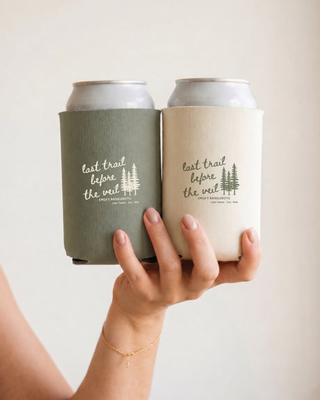 Custom Last Trail Before The Veil can cooler for outdoor bachelorette parties and bridal crew drinks