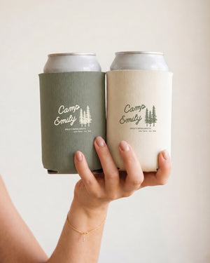 Custom Camp Name can cooler for outdoor bachelorette parties and bridal crew drinks