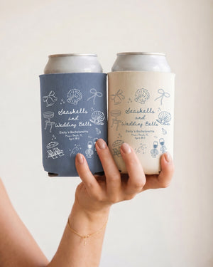 Seashells & Wedding Bells Can Cooler