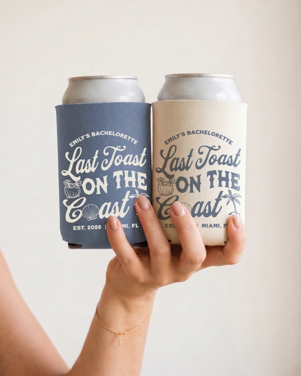 Last toast on the coast - text Can Cooler Blue Jean