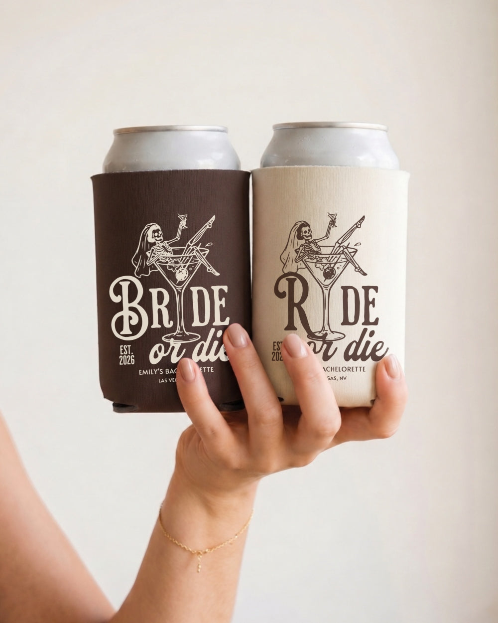 Bride or Die and Ride or Die Can Cooler Espresso