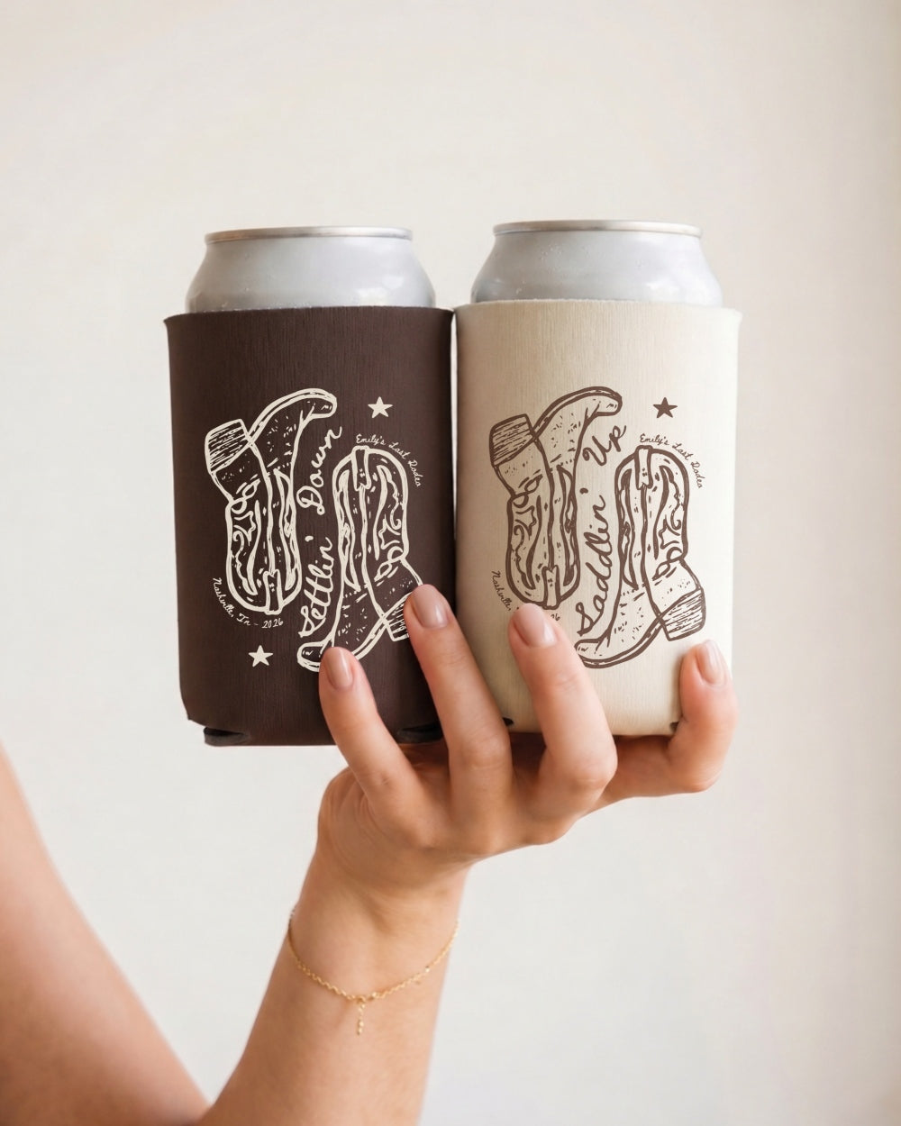 Settlin' Down & Saddlin' Up Cowgirl Boots Can Cooler