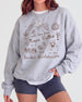 Gift idea for the bachelorette crew: Napa Valley themed sweatshirt with whimsical doodle art and script lettering. Personalized with bride name, date, and destination for the whole bridal party.