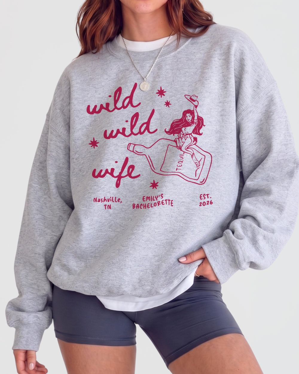 Wild Wild Wife Cowgirl Tequila Sweatshirt Sport Grey
